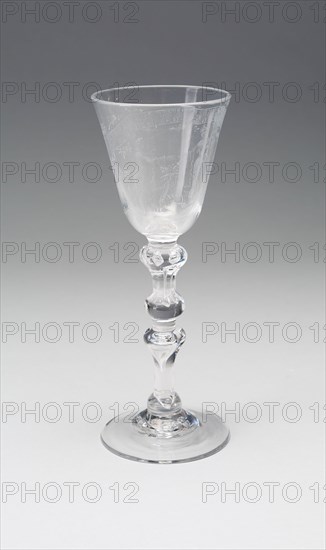 Wine Glass, c. 1792, England or Netherlands, England, Glass, cut and stipple engraved, 19.1 × 7 cm (7 1/2 × 2 3/4 in.)