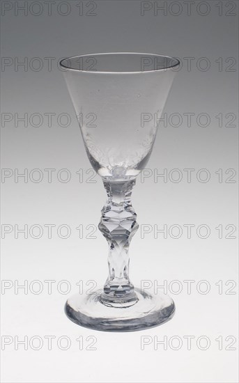 Wine Glass, c. 1760/80, England or Netherlands, England, Glass, cut and stipple engraved, 17.5 × 7.9 cm (6 7/8 × 3 1/8 in.)