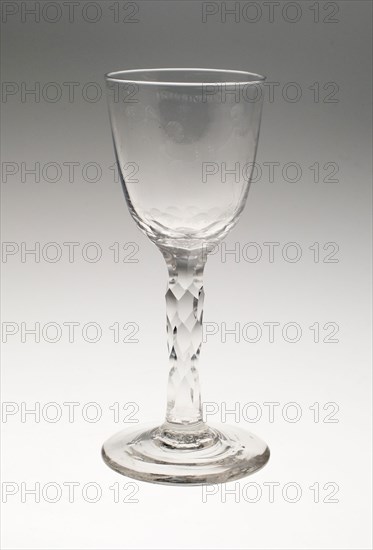 Wine Glass, Late 18th century, England or Netherlands, England, Glass, cut and stipple engraved, 15.6 × 6.4 cm (6 1/8 × 2 1/2 in.)