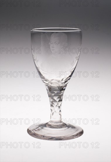 Wine Glass, c. 1790, Netherlands, England, Glass, cut and stipple engraved, 13.3 × 6.8 cm (5 1/4 × 2 11/16 in.)