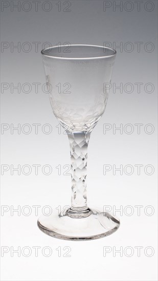 Wine Glass, c. 1795, England or Netherlands, England, Glass, stipple engraved, 6 1/4 in. u.d. 2 1/2 in.