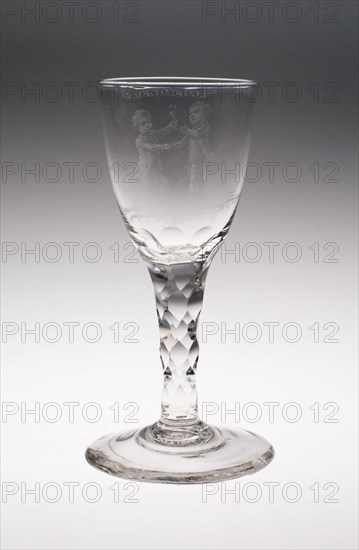 Wine Glass, c. 1760/80, England or Netherlands, England, Glass, cut and stipple engraved, 15.4 × 6.4 cm (6 1/16 × 2 1/2 in.)