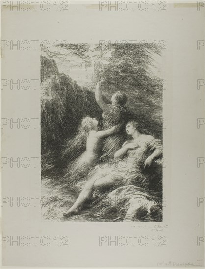 Finale to the Twilight of the Gods, 1892, Henri Fantin-Latour, French, 1836-1904, France, Lithograph in black with scraping on stone on greyish-ivory laid china paper with brushmarks, 438 × 300 mm (image), 646 × 497 mm (sheet)