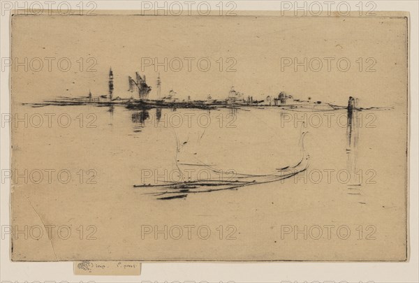 Islands: Evening, 1879/80, James McNeill Whistler, American, 1834-1903, United States, Drypoint in black ink on cream laid paper laid down on cream wove paper, 126 x 202 mm (plate), 136 x 203 mm (sheet)