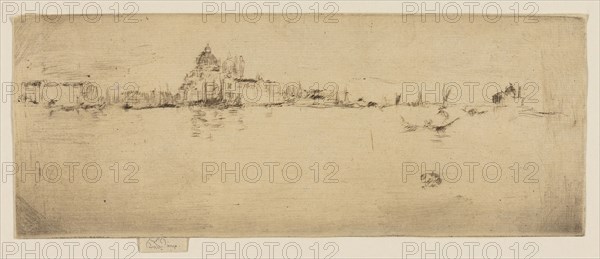 Little Salute, 1879/80, James McNeill Whistler, American, 1834-1903, United States, Drypoint with foul biting in black ink on ivory laid paper, 82 x 210 mm (plate, approx.), 87 x 210 mm (sheet)