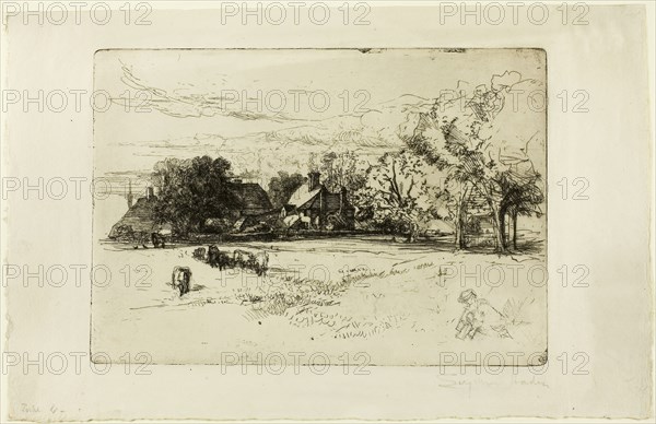 Horsley’s Cottage, 1865, Francis Seymour Haden, English, 1818-1910, England, Etching with traces of graphite on ivory laid paper, 175 × 251 mm (image/plate), 227 × 355 mm (sheet)