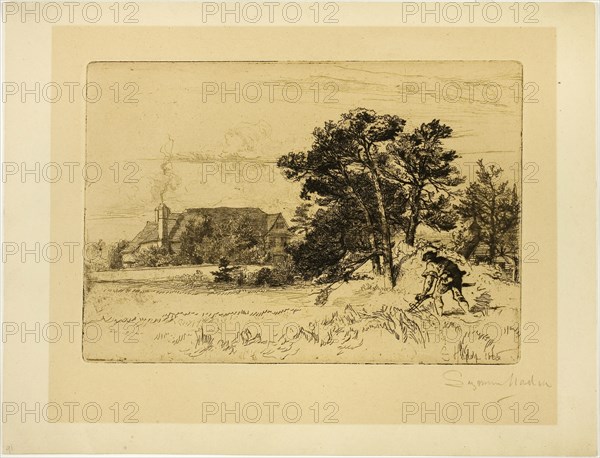 Old Willesley House, c. 1865, Francis Seymour Haden, English, 1818-1910, England, Etching on zinc printed on cream wove paper, 169 × 252 mm (image/plate), 261 × 342 mm (sheet)