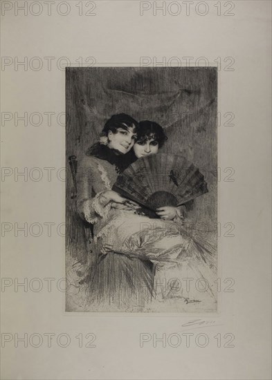 The Cousins, 1883, Anders Zorn, Swedish, 1860-1920, Sweden, Etching on ivory wove paper, 430 x 267 mm (image), 444 x 278 mm (plate), 675 x 509 mm (sheet)