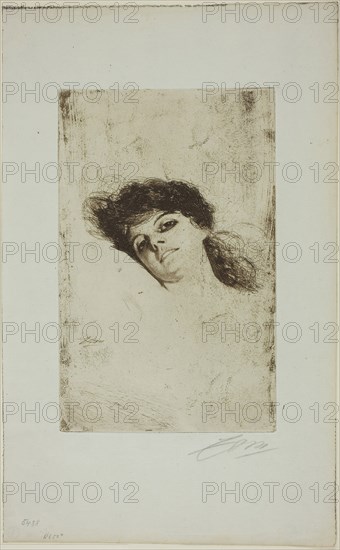 Mary, 1884, Anders Zorn, Swedish, 1860-1920, Sweden, Etching on off-white laid paper, 220 x 139 mm (image/plate), 346 x 214 mm (sheet)