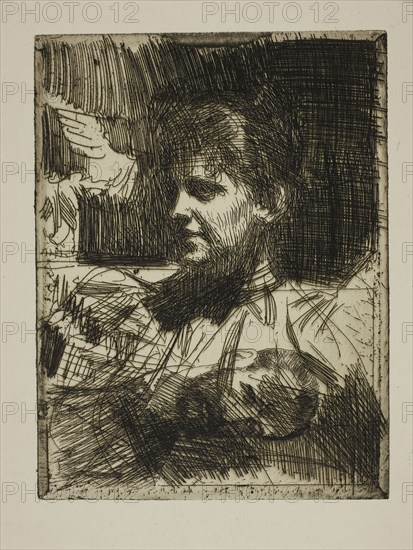 Gerda Hagborg I (Pour plaire), 1893, Anders Zorn, Swedish, 1860-1920, Sweden, Etching on ivory laid paper, 159 x 120 mm (image/plate), 332 x 258 mm (sheet)