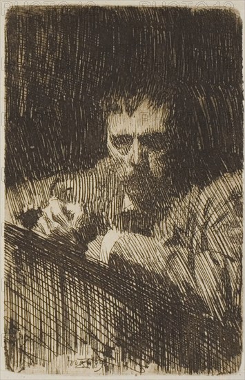 A Painter-Etcher (Self-Portrait), 1889, Anders Zorn, Swedish, 1860-1920, Sweden, Etching on ivory wove paper, 112 x 72 mm (image), 118 x 79 mm (plate), 492 x 395 mm (sheet)