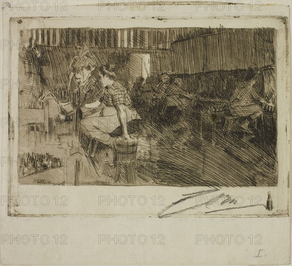 The Little Brewery, 1890, Anders Zorn, Swedish, 1860-1920, Sweden, Etching on cream wove paper, 78 x 128 mm (image), 98 x 138 mm (plate), 129 x 142 mm (sheet)