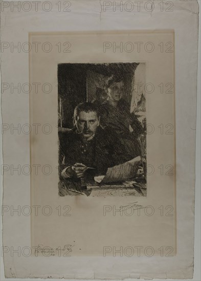 Zorn and His Wife, 1890, Anders Zorn, Swedish, 1860-1920, Sweden, Etching on ivory wove paper, 303 x 200 mm (image), 315 x 210 mm (plate), 630 x 450 mm (sheet)