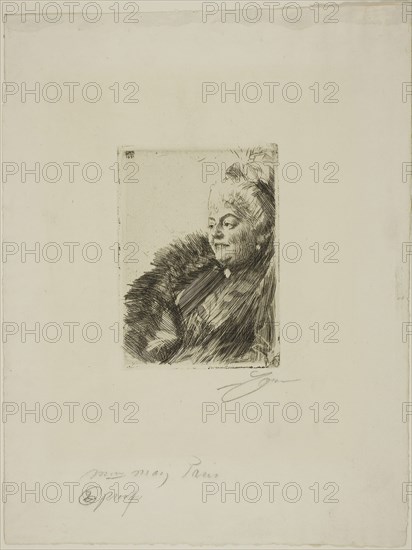 Mme Georges May II, 1891, Anders Zorn, Swedish, 1860-1920, Sweden, Etching on ivory laid paper, 132 x 93 mm (image), 138 x 100 mm (plate), 331 x 252 mm (sheet)