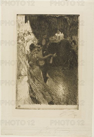 The Waltz, 1891, Anders Zorn, Swedish, 1860-1920, Sweden, Etching on ivory laid paper, 317 x 215 mm (image), 337 x 224 mm (plate), 479 x 326 mm (sheet)