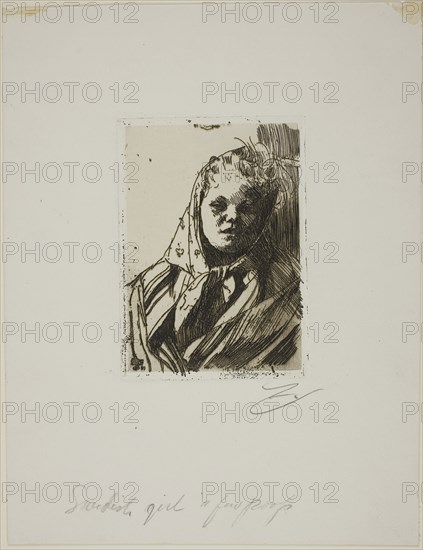 Dalecarlian Peasant Woman, 1891, Anders Zorn, Swedish, 1860-1920, Sweden, Etching on white wove paper, 132 x 93 mm (image), 141 x 101 mm (plate), 290 x 225 mm (sheet)