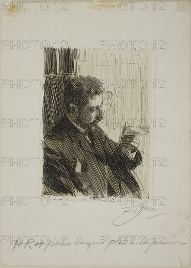H. R. H. Prince Eugen of Sweden, 1891, Anders Zorn, Swedish, 1860-1920, Sweden, Etching on white wove paper, 134 x 96 mm (image), 140 x 102 mm (plate), 239 x 171 mm (sheet)