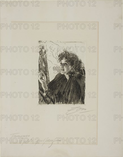 Girl with a Cigarette II, 1891, Anders Zorn, Swedish, 1860-1920, Sweden, Etching on ivory wove paper, 150 x 115 mm (image), 159 x 120 mm (plate), 378 x 298 mm (sheet), Custom House, plate one from the London Set, 1899, David Young Cameron, Scottish, 1865-1945, Scotland, Etching and drypoint on ivory laid paper, 177 x 267 mm (image/plate), 200 x 287 mm (sheet)