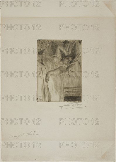 Le Réveil, 1891, Anders Zorn, Swedish, 1860-1920, Sweden, Etching on ivory laid paper, 137 x 100 mm (image/plate), 351 x 254 mm (sheet)