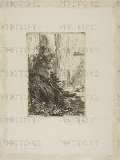 Gerda Grönberg III, 1892, Anders Zorn, Swedish, 1860-1920, Sweden, Etching on ivory wove paper, 190 x 132 mm (image), 197 x 138 mm (plate), 369 x 280 mm (sheet)