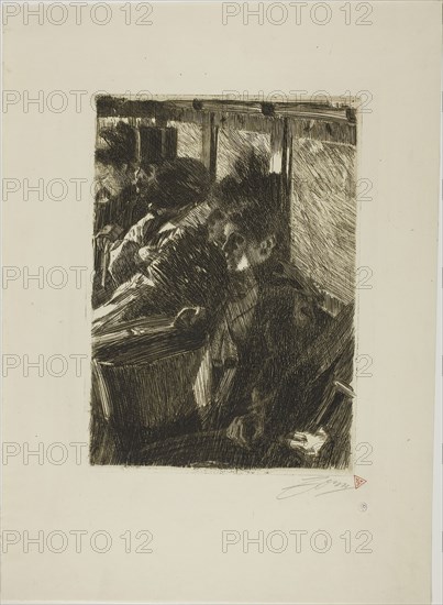 Omnibus, 1892, Anders Zorn, Swedish, 1860-1920, Sweden, Etching on ivory laid paper, 267 x 190 mm (image), 274 x 196 mm (plate), 436 x 318 mm (sheet)