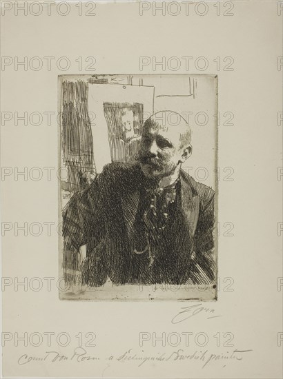Georg von Rosen, 1893, Anders Zorn, Swedish, 1860-1920, Sweden, Etching on cream wove paper, 220 x 160 mm (image), 239 x 168 mm (plate), 397 x 297 mm (sheet)