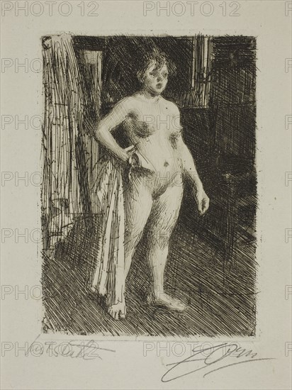 Venus de la Villette, 1893, Anders Zorn, Swedish, 1860-1920, Sweden, Etching on ivory laid paper, 135 x 96 mm (image), 139 x 101 mm (plate), 427 x 344 mm (sheet)