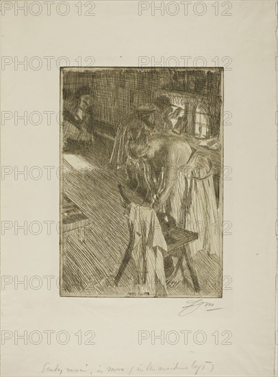 Sunday Morning, 1892/94, Anders Zorn, Swedish, 1860-1920, Sweden, Etching on ivory laid paper, 276 x 196 mm (image/plate), 448 x 330 mm (sheet)