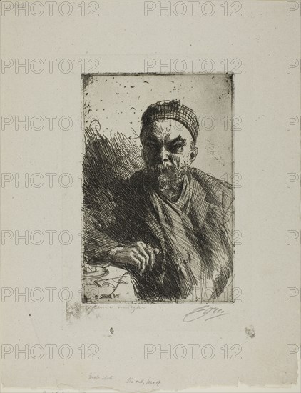 Paul Verlaine II, 1895, Anders Zorn, Swedish, 1860-1920, Sweden, Etching on off-white laid paper, 240 x 160 mm (image/plate), 402 x 313 mm (sheet)
