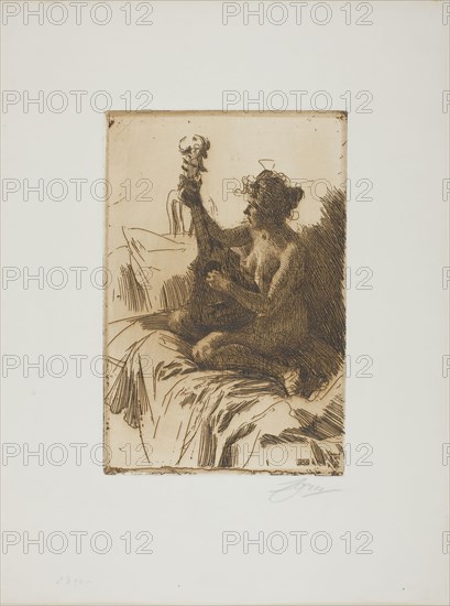 Souvenir or The Guitar, 1895, Anders Zorn, Swedish, 1860-1920, Sweden, Etching on white laid paper, 238 x 159 mm (image/plate), 394 x 296 mm (sheet)