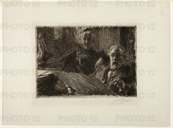 Mr. and Mrs. Fürstenberg, 1895, Anders Zorn, Swedish, 1860-1920, Sweden, Etching on ivory laid paper, 198 x 277 mm (image/plate), 344 x 459 mm (sheet)