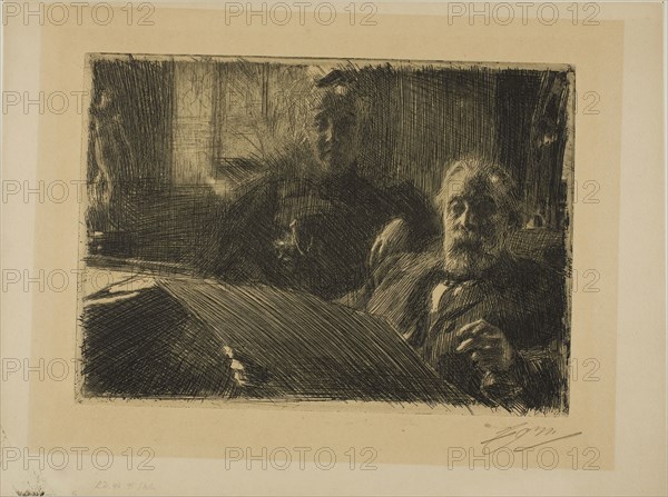 Mr. and Mrs. Fürstenberg, 1895, Anders Zorn, Swedish, 1860-1920, Sweden, Etching on tan wove paper, 198 x 276 mm (image/plate), 279 x 373 mm (sheet)