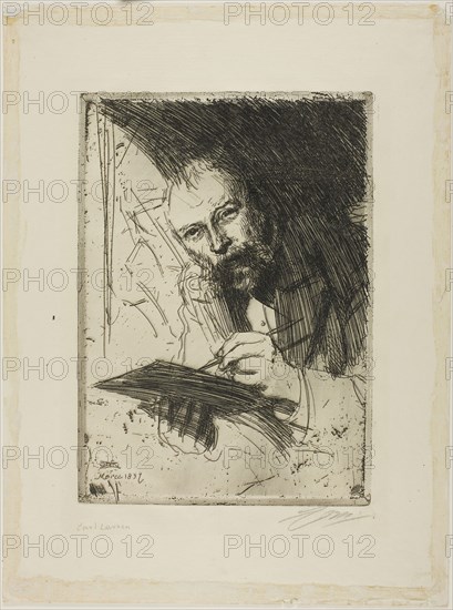 Carl Larsson, 1897, Anders Zorn, Swedish, 1860-1920, Sweden, Etching on ivory laid paper, 268 x 189 mm (image), 276 x 197 mm (plate), 400 x 300 mm (sheet)