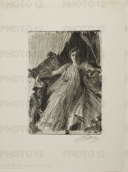 Maud Cassel (Mrs. Ashley), 1898, Anders Zorn, Swedish, 1860-1920, Sweden, Etching on ivory laid paper, 180 x 129 mm (image/plate), 291 x 218 mm (sheet)
