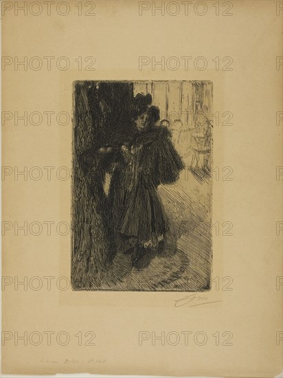 Effet de Nuit II, 1895, Anders Zorn, Swedish, 1860-1920, Sweden, Etching on tan wove paper, 240 x 162 mm (image/plate), 428 x 324 mm (sheet)