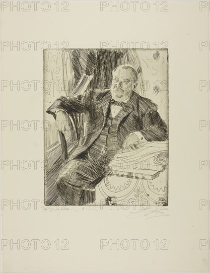 Grover Cleveland I, 1899, Anders Zorn, Swedish, 1860-1920, Sweden, Etching on ivory laid paper, 226 x 178 mm (image/plate), 388 x 298 mm (sheet)