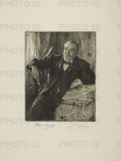 Grover Cleveland I, 1899, Anders Zorn, Swedish, 1860-1920, Sweden, Etching on ivory laid paper, 226 x 178 mm (image/plate), 400 x 300 mm (sheet)