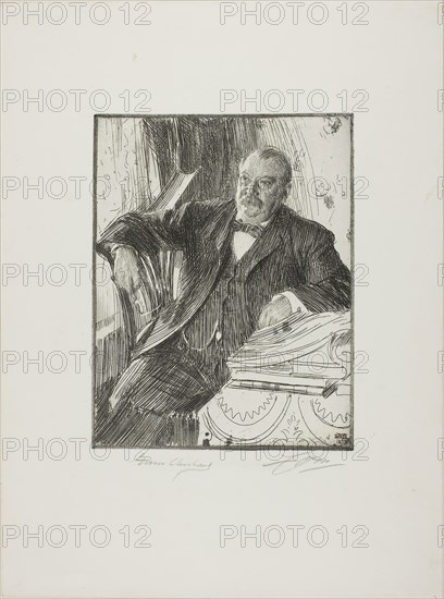 Grover Cleveland II, 1899, Anders Zorn, Swedish, 1860-1920, Sweden, Etching on white wove paper, 225 x 176 mm (image/plate), 402 x 297 mm (sheet)