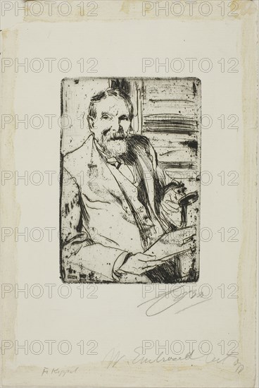 Frederick Keppel II, 1898, Anders Zorn, Swedish, 1860-1920, Sweden, Etching on ivory laid paper, 128 x 87 mm (image/plate), 239 x 158 mm (sheet)