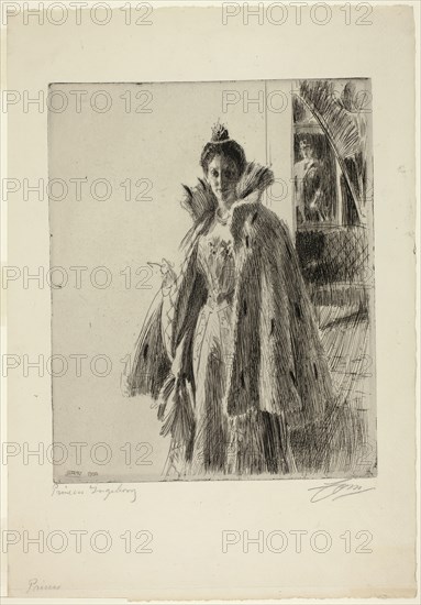 H. R. H. Princess Ingeborg of Sweden I, 1900, Anders Zorn, Swedish, 1860-1920, Sweden, Etching on ivory laid paper, 301 x 244 mm (image/plate), 445 x 308 mm (sheet)