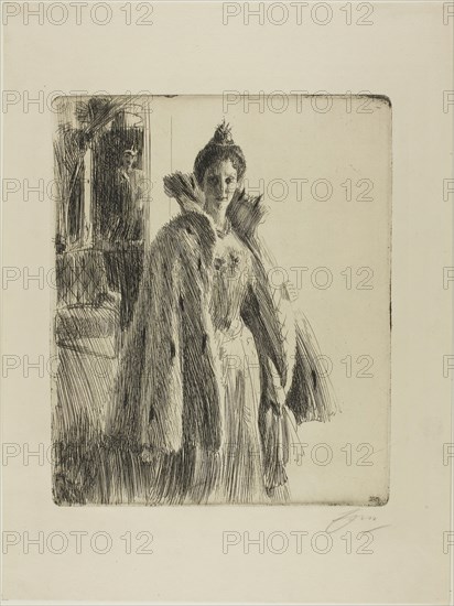 H. R. H. Princess Ingeborg of Sweden II, 1900, Anders Zorn, Swedish, 1860-1920, Sweden, Etching on cream laid paper, 276 x 228 mm (image/plate), 402 x 301 mm (sheet)