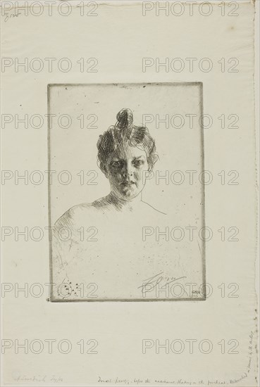 Mrs. Runeberg, 1900, Anders Zorn, Swedish, 1860-1920, Sweden, Etching on ivory wove paper, 194 x 138 mm (image/plate), 337 x 225 mm (sheet)