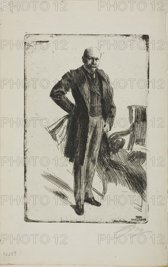 Colonel Lamont I (Whole length), 1900, Anders Zorn, Swedish, 1860-1920, Sweden, Etching on ivory laid paper, 226 x 150 mm (image/plate), 319 x 200 mm (sheet)