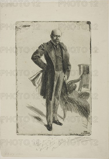 Colonel Lamont I (Whole length), 1900, Anders Zorn, Swedish, 1860-1920, Sweden, Etching on ivory laid paper, 223 x 148 mm (image/plate), 306 x 214 mm (sheet)