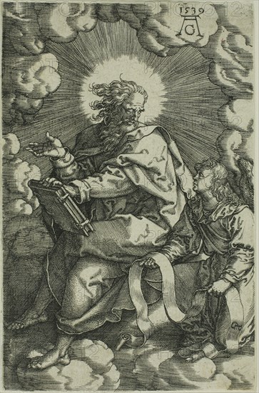 Matthew, from The Four Evangelists, 1539, Heinrich Aldegrever (German, 1502-c. 1560), after Georg Pencz (c. 1500-1550), Germany, Engraving in black on ivory laid paper, 116 x 75 mm (sheet)