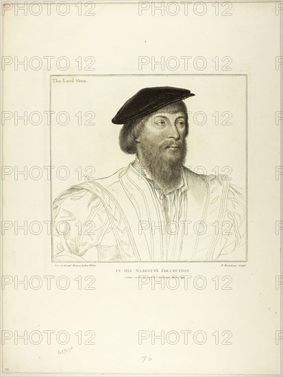 Lord Vaux, March 17, 1792, Francesco Bartolozzi (Italian, 1727-1815), after Hans Holbein the younger (German, 1497-1543), Italy, Stipple engraving on ivory laid paper, 272 x 286 mm (image), 320 x 305 mm (plate), 539 x 406 mm (sheet)