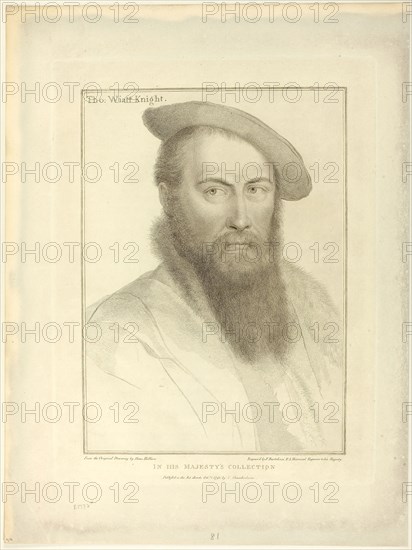 Sir Thomas Wyatt, October 1, 1793, Francesco Bartolozzi (Italian, 1727-1815), after Hans Holbein the younger (German, 1497-1543), Italy, Stipple engraving on ivory wove paper, 365 x 265 mm (image), 425 x 324 mm (plate), 539 x 404 mm (sheet)
