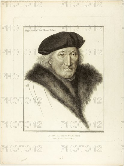 Judge More, March 1792, Francesco Bartolozzi (Italian, 1727-1815), after Hans Holbein the younger (German, 1497-1543), Italy, Stipple engraving on cream wove paper, 346 x 268 mm (image), 412 x 334 mm (plate), 539 x 407 mm (sheet)