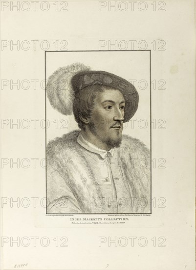 Portrait of a Young Man, January 1, 1799, Francesco Bartolozzi (Italian, 1727-1815), after Hans Holbein the younger (German, 1497-1543), Italy, Stipple engraving on cream wove paper, 286 x 186 mm (image), 331 x 228 mm (plate), 470 x 342 mm (sheet)