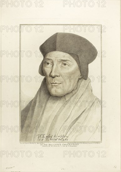 John Fisher, Évêque de Rochester, November 1, 1793, Francesco Bartolozzi (Italian, 1727-1815), after Hans Holbein the younger (German, 1497-1543), Italy, Stipple engraving on ivory wove paper, 328 x 228 mm (image), 360 x 271 mm (plate), 472 x 330 mm (sheet)